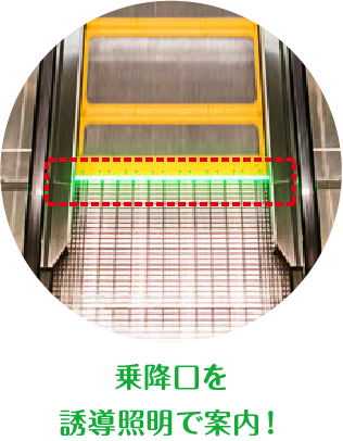 乗降口を誘導照明で案内！