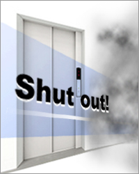 遮煙性能付きエレベーター乗り場戸「スモークシャッ戸」イメージ画像