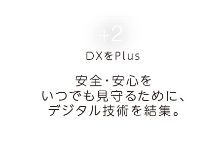 +2 DXをPlus 安全・安心をいつでも見守るために、デジタル技術を結集。