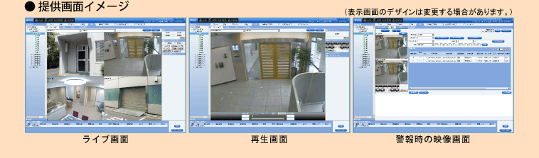 提供画面イメージ　1画面表示、4画面表示、故障・警報時のポップアップ表示