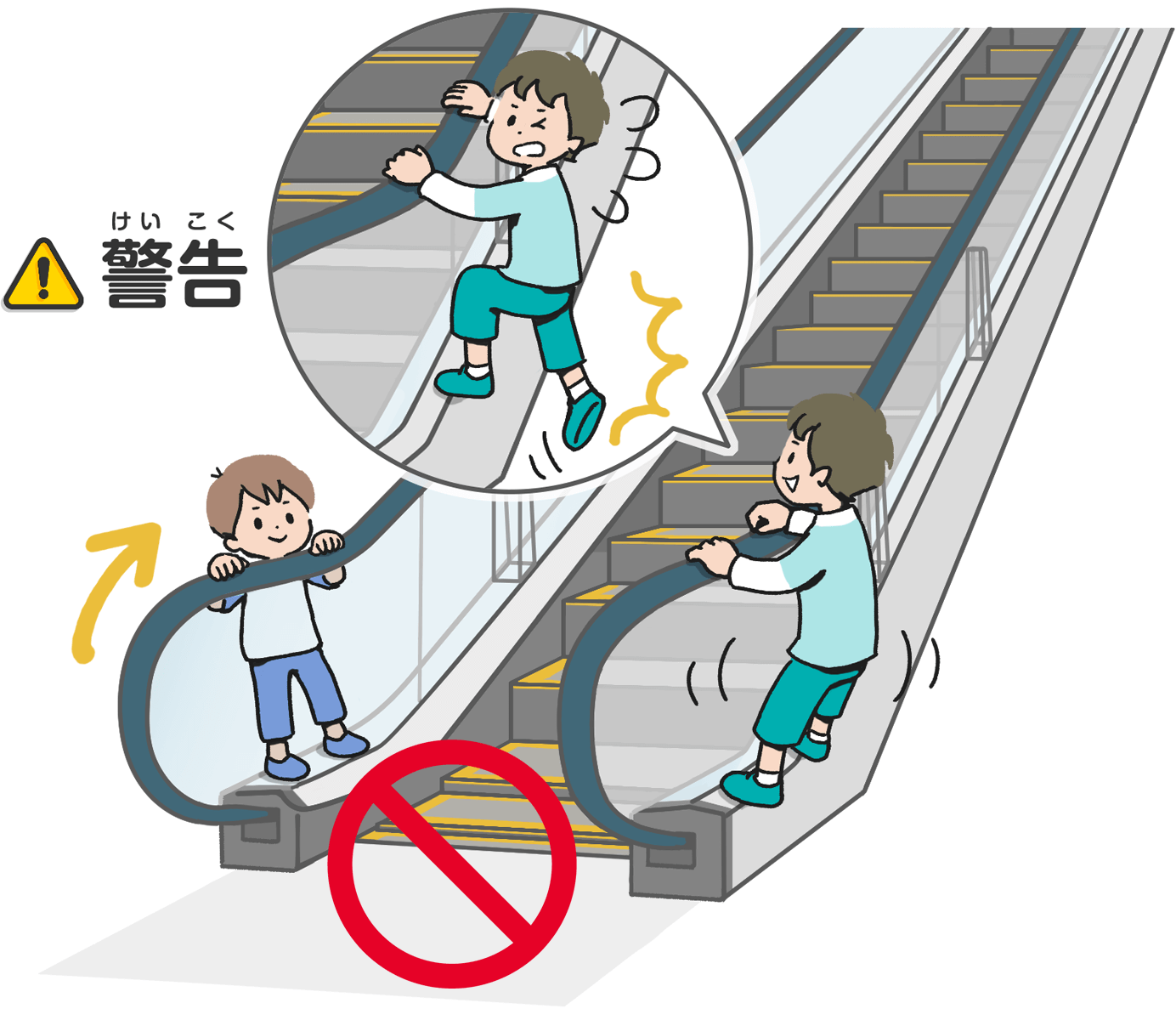 エスカレーターの外側をのぼらない